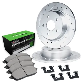R1 Concepts WGSH1-73079 Drilled & Slotted Silver Rotor Set W/ Performance Sport Pads 